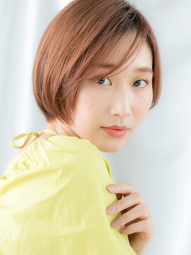 ドクターズ サロン ラブ(Dr's Salon LAB) アシンメトリー小顔オレンジブラウンミニボブc古河20代30代40代