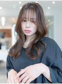 大人かわいい前髪セシルカットココアブラウンフリンジウェーブ