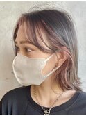 ダブルカラー外ハネボブインナーカラーハイライトケアブリーチ