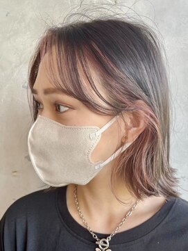 ニュイ(NUIT) ダブルカラー外ハネボブインナーカラーハイライトケアブリーチ