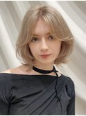 ボブルフ小顔ハイトーンヘア