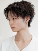 センターパート無造作グランジフェザー