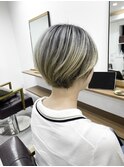 くびレイヤーグレーベージュニュアンスカラー白髪染め白髪ぼかし