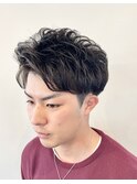 メンズカット×アップバングショート×黒髪×ツーブロ