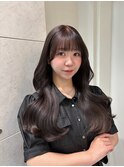 ラベンダーグレージュ/ブリーチありダブルカラー顔周りカット