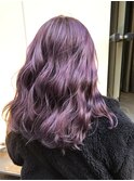 パープルアッシュのミディアムヘア