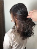 ブリーチなしのインナーカラー・セミロング】