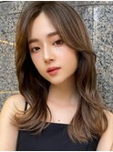 ブリーチなしチョコレート色×前髪/顔周り×韓国ロング[大宮]