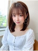 耳かけショートボブ/30代/40代/50代/チェリーブラウン