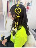 カラエクアレンジ/髪ハート/リボンヘア/イベントヘアセット