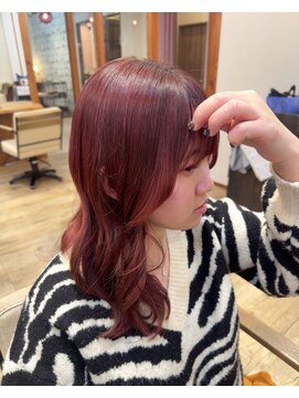 ジル フラン 吉田店(JILL franc) カシスレッド1/22暖色カラーミディアムレイヤーカット