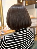 丸みボブ ダークブラウン 艶髪 30代 40代 ショートボブ 髪質改善