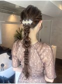 ゆるふわ編みおろし超ロングねじりみつあみ大人可愛い美髪