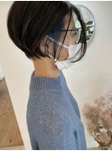 前下がりボブ×ポイントブリーチ