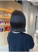 20代30代ボブ切りっぱなしグレージュ