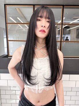 ソア 渋谷(soar) 韓国風レイヤー大人可愛いロングシースルーバング20代30代40代