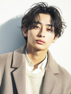 カットもパーマもイケメンパラダイス Men's天王寺 やわらかセンターパート・ニュアンスウェーブ