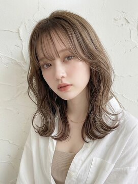 カバーヘア ブリス 戸田公園西口店(COVER HAIR bliss) ミディアムパーマ/顔周りレイヤー/オリーブベージュ艶p戸田公園
