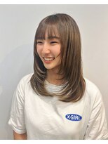 サンド 鹿児島中央(sand)&nbsp;黒髪/グレーベージュ/レイヤーロング/前髪パーマ[鹿児島中央駅]