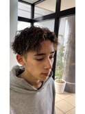 ツイストスパイラルパーマメッシュマッシュツーブロック