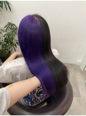 パープル×ブラック ツートンカラー@原宿