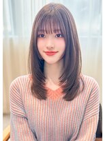 ルエ(rue)&nbsp;ミディアムレイヤーカットストレートロングウルフカットベージュ