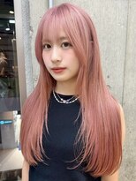 サンクマーケット 渋谷(cinq MARKET) 渋谷顔周りレイヤーカットコーラルピンクカラーピンクベージュ