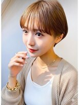 アース 一宮店(HAIR & MAKE EARTH) earthショートレイヤーボブミルクティー丸みショートボブ