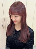 赤髪/レッドカラー/ダブルカラー/切りっぱなし/フルバング