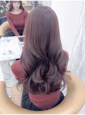 ミニウルフチェリーブラウンブリーチなしレイヤー韓国前髪