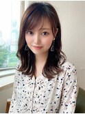 ミニウルフ前髪パーマ韓国くびれミディアムチェリーブラウン
