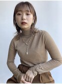 マッシュウルフ/透明感シアーベージュ/くびれミディ/ブリーチ