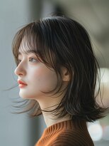 ムウ 難波(MOU)&nbsp;ナチュラルボブくびれヘアアプリコットオレンジ20代30代40代50代