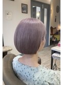 ブリーチベース×ラベンダーピンクの高発色ボブ
