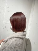 透け感暖色系カラー/艶髪大人ぷつっとボブ/小顔ライン