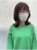 柔らか暗髪アプリコットブラウン×S字ウェーブ結べるボブ