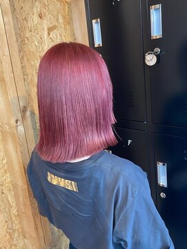 アフターニュース 新潟(afternews) ぱっつんボブ/ピンクベージュカラー/ブリーチ/ダブルカラー/新潟