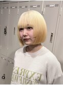 ハイトーンボブ/ブロンドボブ/切りっぱなしボブ/原宿美容室