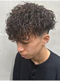波巻きスペインカールツーブロックブラウンカラー