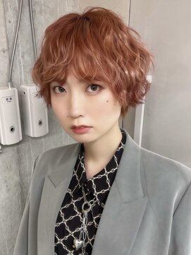 ソル バロール 表参道(SOL .valor) オレンジブラウンカラーブリーチ一回ダブルカラーショートボブ◆