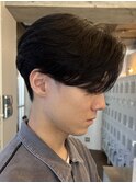 原宿ニュアンスパーマメンズカット毛流れセンターパートかきあげ