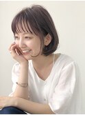 【SiSTA】田中シースルーバングキャラメルベージュ前下がりボブ