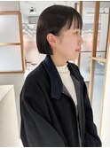 "久保田"黒髪ミニボブ似合わせカットフルバングハッシュカット