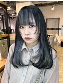 アッシュブラックエモージュ美髪レイヤーロング_ba487161