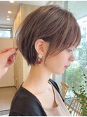 ホワイトグレージュミニウルフデジタルパーマチェリーブラウン