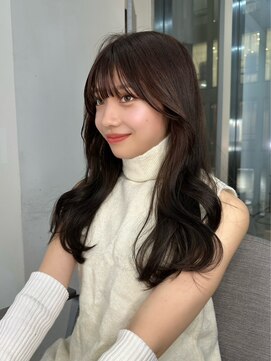 ノク(nok) チョコレート グレー_黒髪ボブルフネビージュ小顔ワンレン