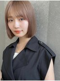 縮毛矯正くびれヘアアプリコットオレンジハイライトカラーボブ