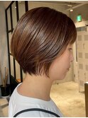 調布白髪ぼかしマッシュショートヘアミルクティーベージュカラー