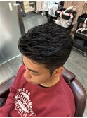王道☆アイロンパーマオールバックツーブロックショート