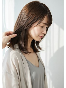 アントワープトーキョー(antwerp TOKYO) 30代40代50代内巻きミディアムフェイスレイヤーブラウンカラー